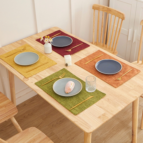 北欧ins风亚麻布纯色餐垫亚马逊跨境餐桌垫西餐餐桌碗杯垫上双面