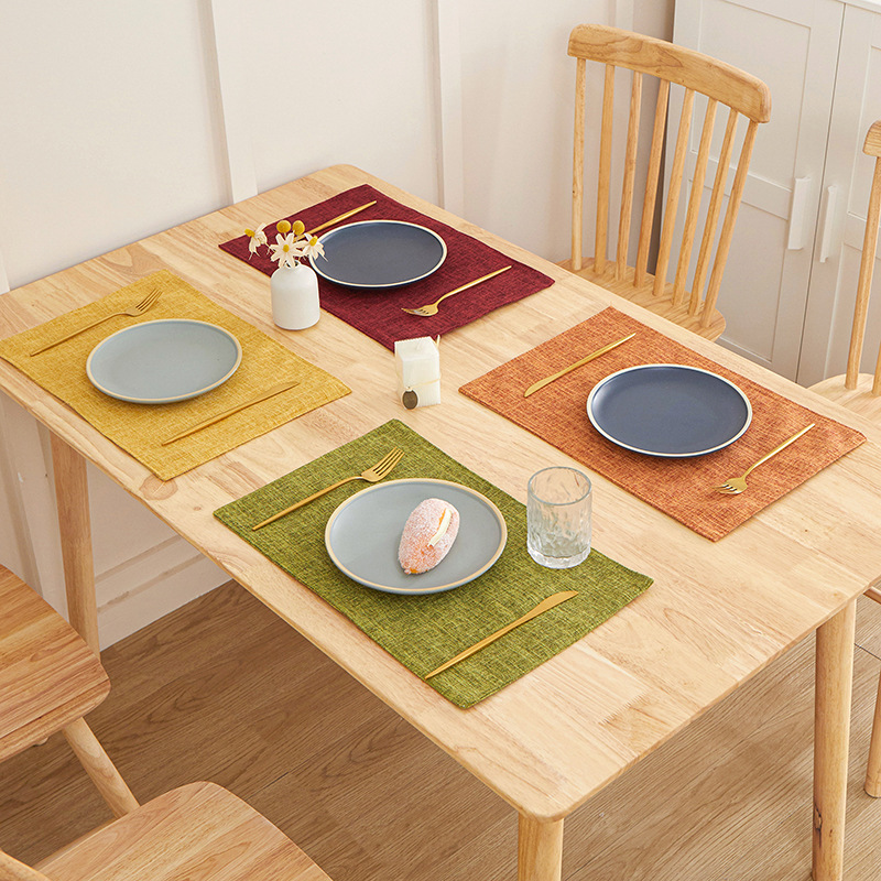 北欧ins风亚麻布纯色餐垫亚马逊跨境餐桌垫西餐餐桌碗杯垫上双面