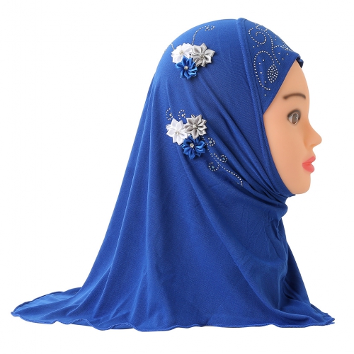 跨境漂亮2到6岁小女孩头巾阿拉伯帽子六朵花小女孩盖头H075