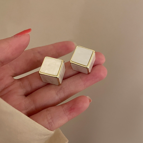 小方块立体几何耳钉 韩国时尚简约女性高级感耳环 S925银针耳饰女